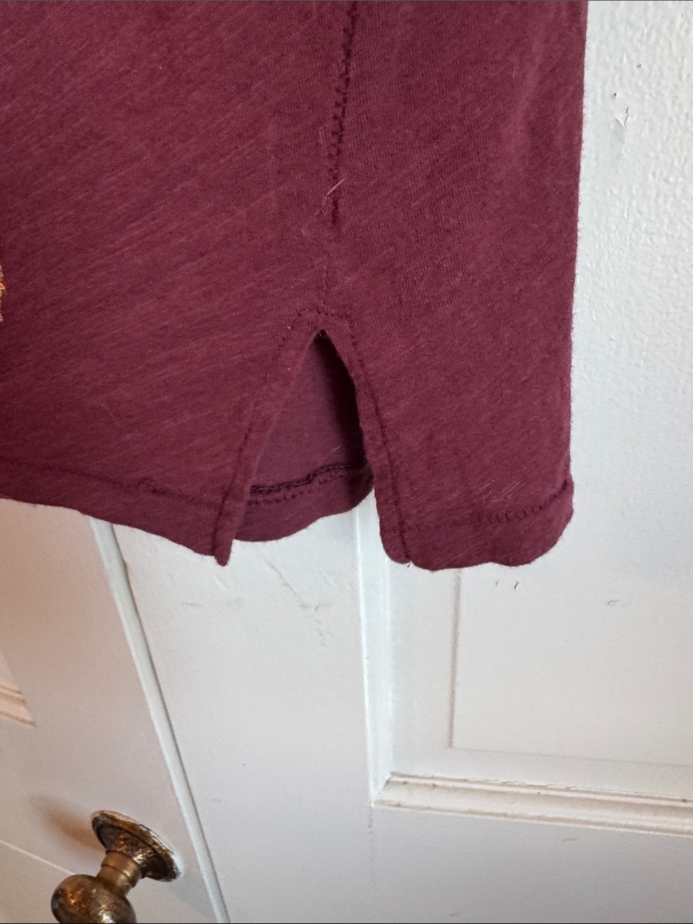 Lucky Brand Maroon Short Sleeve Tee with Metallic Gold Floral Motif - Picture 4 of 4
